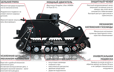 Мотобуксировщик НОРКА 500 COMPACT 11 л.с.