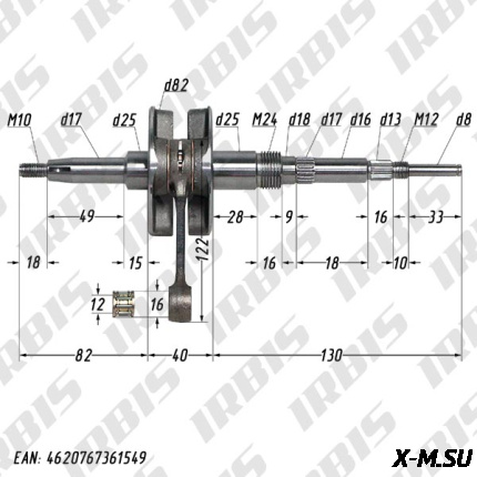 Вал коленчатый в сборе 2T AD100 p12mm