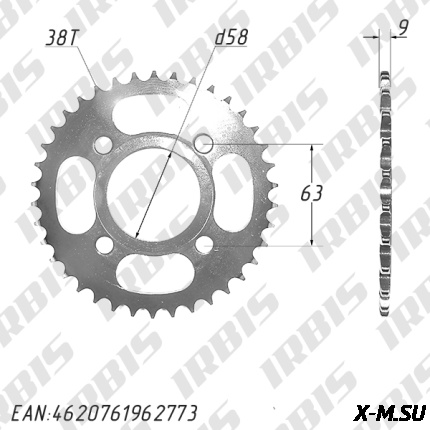 Звезда ведомая (530-38T) (4x63) CG125-250, CB125-250; TTR250a std (original)