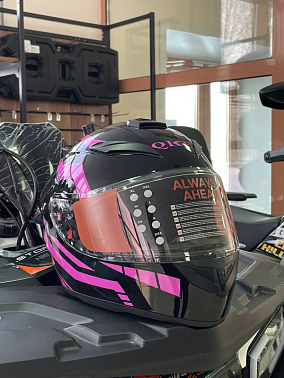 Шлем интеграл HETOSHI цв. Черный с розовыми вставками р.XL