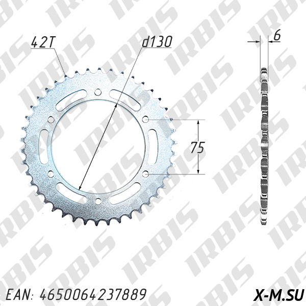 Звезда ведомая (520-42T) (6x75) XR250Rs