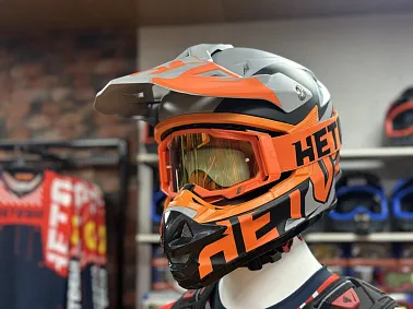 Шлем кроссовый HETOSHI OF836 EXOSS CROSS PRO MX289 цв.Серо-оранжево-черный Матовый р.S